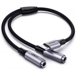 Rozdzielacz audio AUX UGREEN kabel USB-C, 25cm (srebrny)